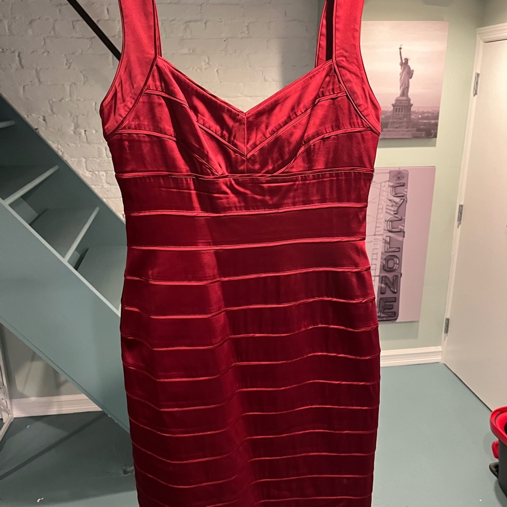 Lauren Ralph Lauren Red Dress Bodycon Dress Satin sz 10